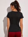 Topstitching Round Neck Sports Tee