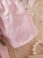 SHEIN Baby Floral Appliques Frill Trim Off Shoulder Dress