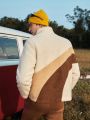 SHEIN In My Nature Men's Color Block Sherpa Jacket