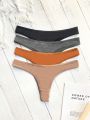 Women's Solid Color Thong Panties (4pcs/pack)