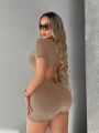 SHEIN SXY Cut Out Back Unitard Romper