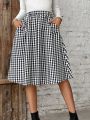 SHEIN Frenchy Women's Bicolor Plaid A-line Skirt