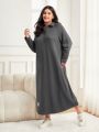 SHEIN Mulvari Women's Solid Color Simple Plus Size Maxi Dress