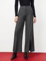 SHEIN BIZwear High Waist Slit Hem Suit Pants