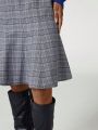 blue chic Women'S Plaid Mermaid Hem Midi Skirt