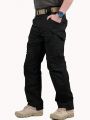 Manfinity Men's Solid Color Slant Pockets Trousers Without Belt