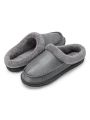 Mens Leather Slippers Comfy Handmade Stitch Slip-on House Shoes Warm Fur Lined Rubber Sole Indoor Outdoor