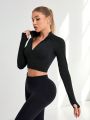 Seamless Athletic Long Sleeve Zip T-shirt