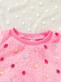 SHEIN Baby Girl Polka Dot Embroidery Sweatshirt & Sweatpants