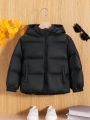 SHEIN Kids EVRYDAY Young Boy Zip Up Hooded Puffer Coat