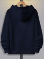 Men's Plus Size Warm Lined Hoodie With Lightning Print