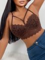 1pc Underwire Lace Bra With Hollow Out Design