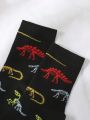 annaeshka Dinosaur Skeleton Pattern Men Crew Socks