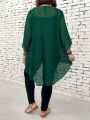 Plus Size Lace Blouse With Short Front And Long Back