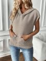 SHEIN Essnce Kangaroo Pocket Hooded Sweater Vest