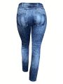 SHEIN LUNE Plus Size Denim Look Leggings