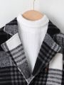 Baby Boys' Warm Long Sleeve Plaid Woolen Coat