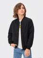 SHEIN Boys Slant Pockets Teddy Lined Bomber Jacket