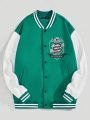 Harry Potter | ROMWE Men's Color Block Snake & Letter Printed Baseball Jacket