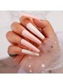 Makartt Extra Long Press On Nails Kit, 24 Pcs Acrylic Nail Tips Nude And Pink Colors 12 Sizes Coffin False Nails With Nail Glue Nail Stick Nail Adhesive Tabs Nail File Stick on Nails For Women & Lady