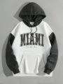 Women's Hooded Sweatshirt With Letter Print And Drawstring