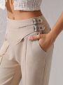 GOUGHS GRACES Womens Double Buckle Detail Pants