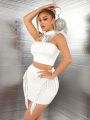 SHEIN SXY Fringe Embellished White Party Dress Set