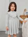 SHEIN Kids EVRYDAY Young Girl Ruffle Trim Mock Neck Dress