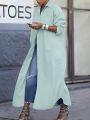 Plus Size Solid Color Long Sleeve Shirt Dress