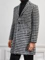 Manfinity Men Houndstooth Lapel Collar Single Breasted Tweed Overcoat