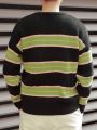 Men'S Striped Drop-Shoulder Long-Sleeved Sweater