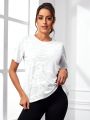 SHEIN Yoga Trendy Women's Split Back Short Sleeve Sports T-Shirt