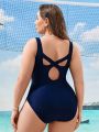 SHEIN Swim Vcay Plus Size Color Block One-Piece Swimsuit