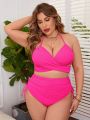 SHEIN Swim Vcay Plus Size Women's Halter Neck Strap Swimsuit Set