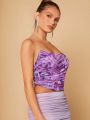 Minami Tie Dye Ruched Side Crop Tube Top