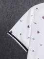 Teen Boy's Seagull Print Short Sleeve Polo Shirt