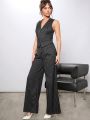 Luxe Pinstripe Crisscross Vest & Pants Set