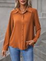 SHEIN LUNE Solid Button Front Shirt