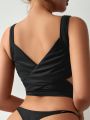 SHEIN Swim Chicsea Women'S Hollow Out Cross Wrap Swimwear Top