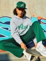 SHEIN Street Sport Women's Letter Printed Hoodie And Pants Sportswear Set