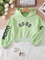 Girls' Hooded Casual Long Sleeve Sweatshirt For Spring