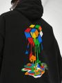 SHEIN Extended Sizes Men Plus Magic Cube Print Hoodie