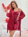 Solid Color Lace Women'S Nightgown And Sleep Skirt Set