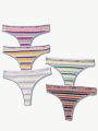 Women's Colorblock Letter Pattern Thong Underwear