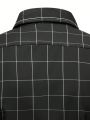 Manfinity Men's Plaid Pattern Long Sleeve Shirt