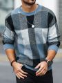 Manfinity Men'S Plaid Round Neck Sweater