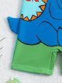 Baby Boys' Cartoon Dinosaur & Letter Print Short Sleeve Swimsuit