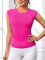 SHEIN Daily&Casual Solid Color Breathable Sports T-Shirt