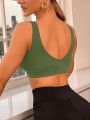 Yoga Basic Solid Ribbed Knit Sports Tank Top