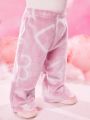 Baby Girl Luminous Star Pattern Wide Leg Flannel Pants